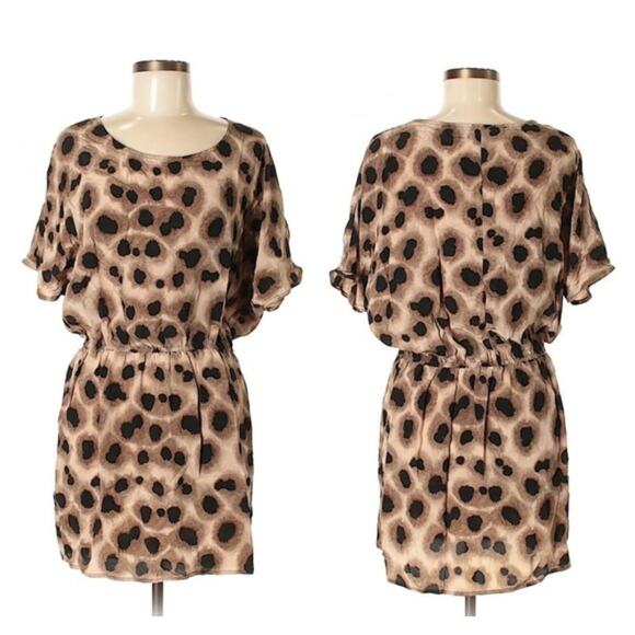Leyendecker Animal Print 100% Silk Mini Dress Sz 6 - Picture 1 of 4